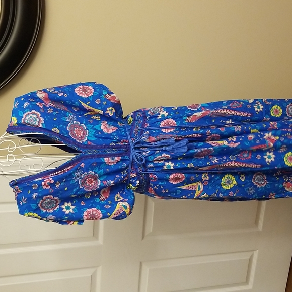 Boho women's blue patterned dress - Picture 6 of 10